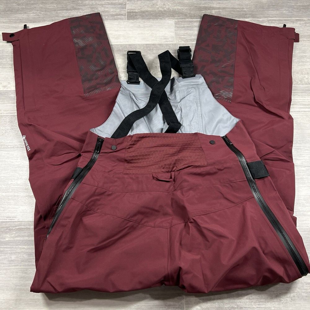 adidas Burgundy Ski Bib Pants with Black Straps - Picture 10 of 15